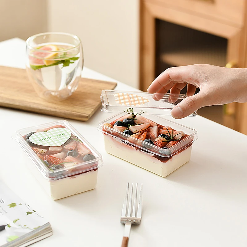 10Pcs Transparent Dessert Box With Lids Plastic Hinged Takeout Containers Food Packaging Boxes For Cakes Cookies Salad Food