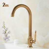 ZGRKเย็นก๊อกน้ำห้องครัวAntique Bronzeสำเร็จรูป 360 องศาSINGLE Hole Water TAP Cooper KITCHEN TAP 4