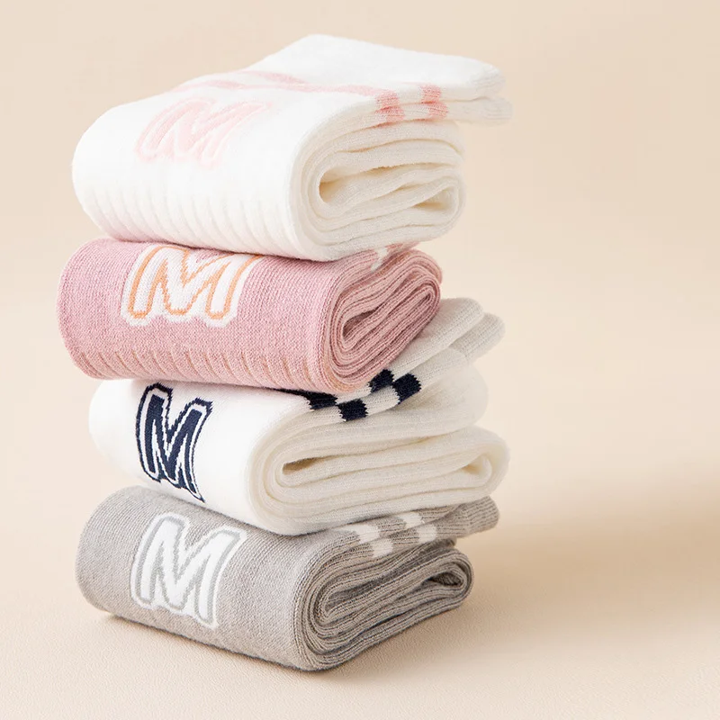 Kids Boys Girls School Socks Letter M Knee High Long Stockings for Toddler Stocking Children Spring Autumn Cotton Soft Sock