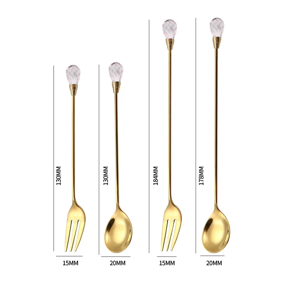 Coffee Spoon and Fork Set for Desserts Ice Cream Cake Fruit