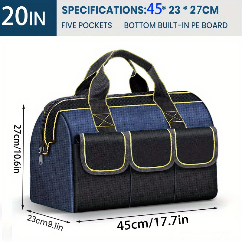 Tool Bag 13in/20in 1680D Oxford Cloth Wear-resistant Waterproof High Capacity Electrician Woodworking Portable Storage