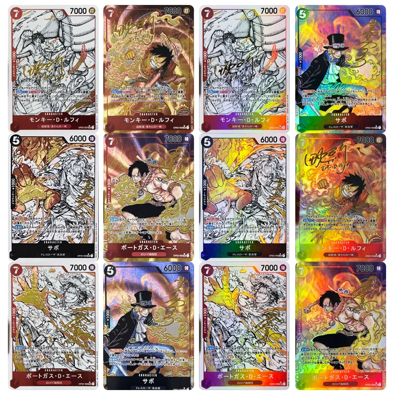 Fai Da Te 3 Pz/Set One Piece Opcg Monkey D. Rufy Sabo Personaggi Anime Bold Flash Gold Sign Collection Card Cartoon Toy Regalo Di Natale