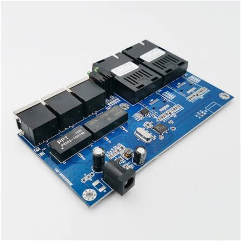 10/100M Fast Ethernet Fiber Optical Media Converter Single Mode 3 RJ45 and 2 SC Fiber Port PCBA Main Board