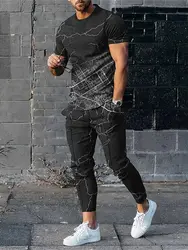 Summer Sportwear Suit Short Sleeve T Shirt Long Pants 2 Piece Sets Men Tracksuit 3D Printed Casual Trend Oversized Male Clothes