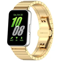 Metal Stainless Steel Fashion Wristband - Comfortable & Durable Strap for Samsung Galaxy Fit 3 (Gold A)