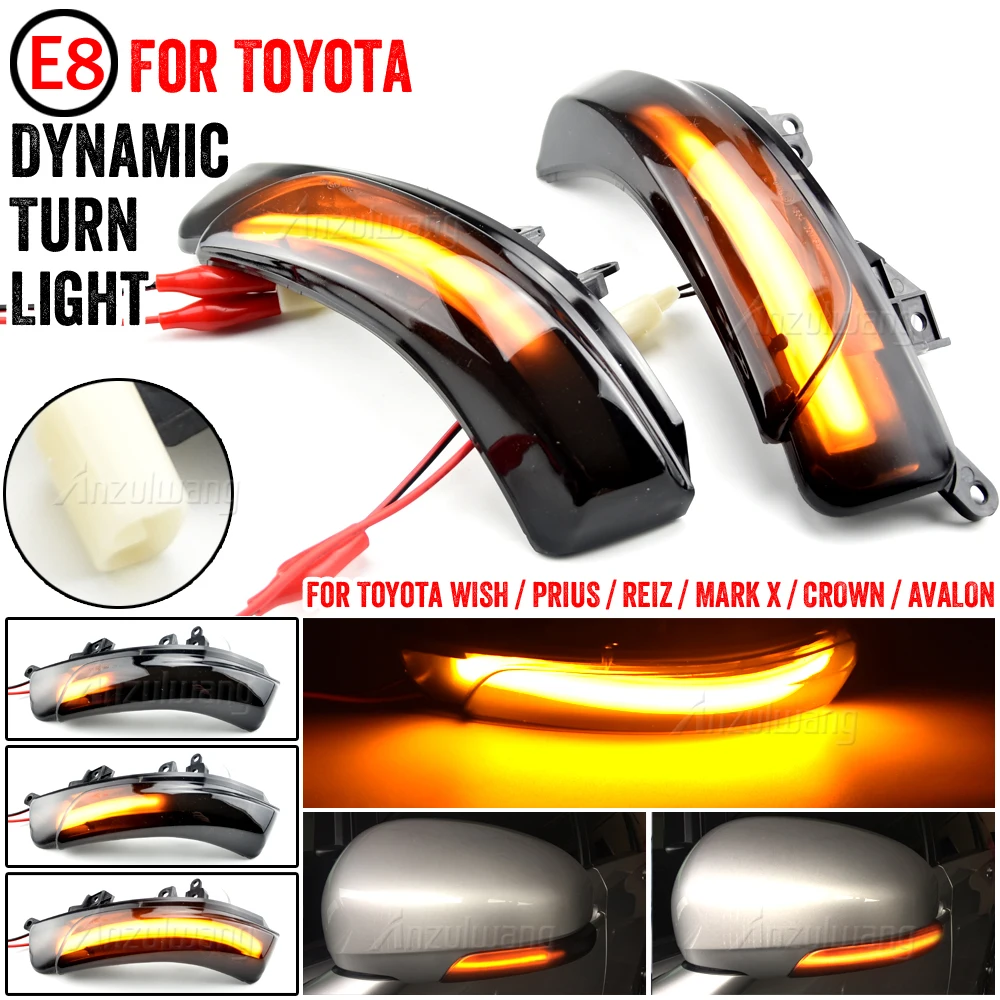 

For Toyota Camry Prius REIZ Wish Mark X Crown Avalon IQ EQ EV SAI MAJESTA LED Dynamic Turn Signal Light Sequential Flasher Lamp