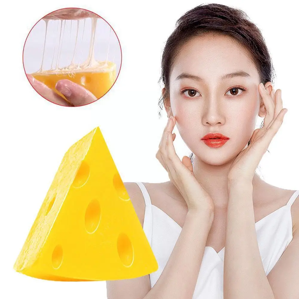 

Cheese Soap Mite Removal Soap Cheese Anti-mite Soap Brushed Cleansing Special Design Brightening Soap for Women T0B8