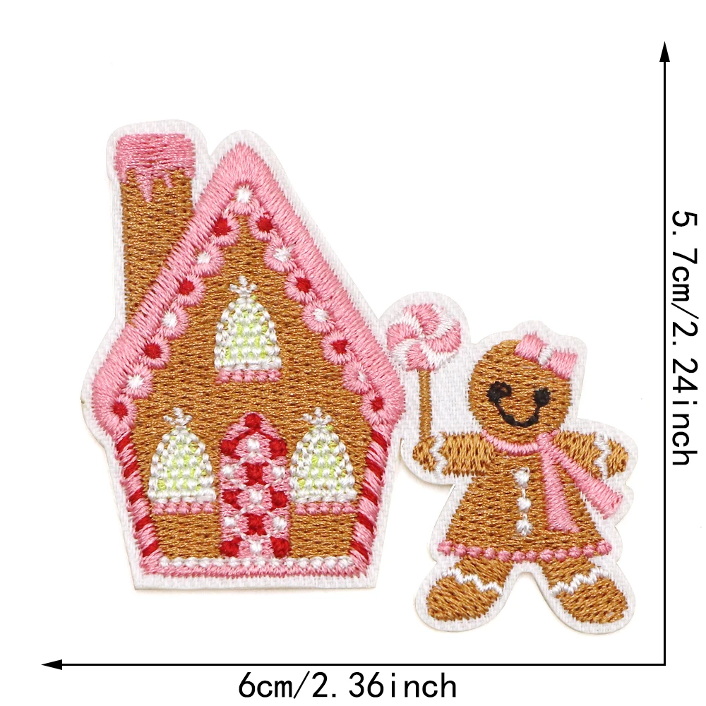 3 Teil/los Weihnachten Eisen auf Patches Gestickte Nähen Applique Reparatur Patch Santa Claus XmasTree Kranz Schneemann Elch Engel DIY Handwerk – Detail 11