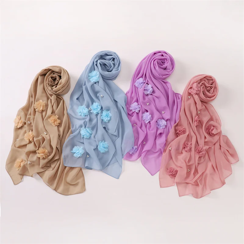 Muslim Women Chiffon Lace Scarf Turban Long Headscarf Wrap Shawl Stoles Covers E - Foto 6