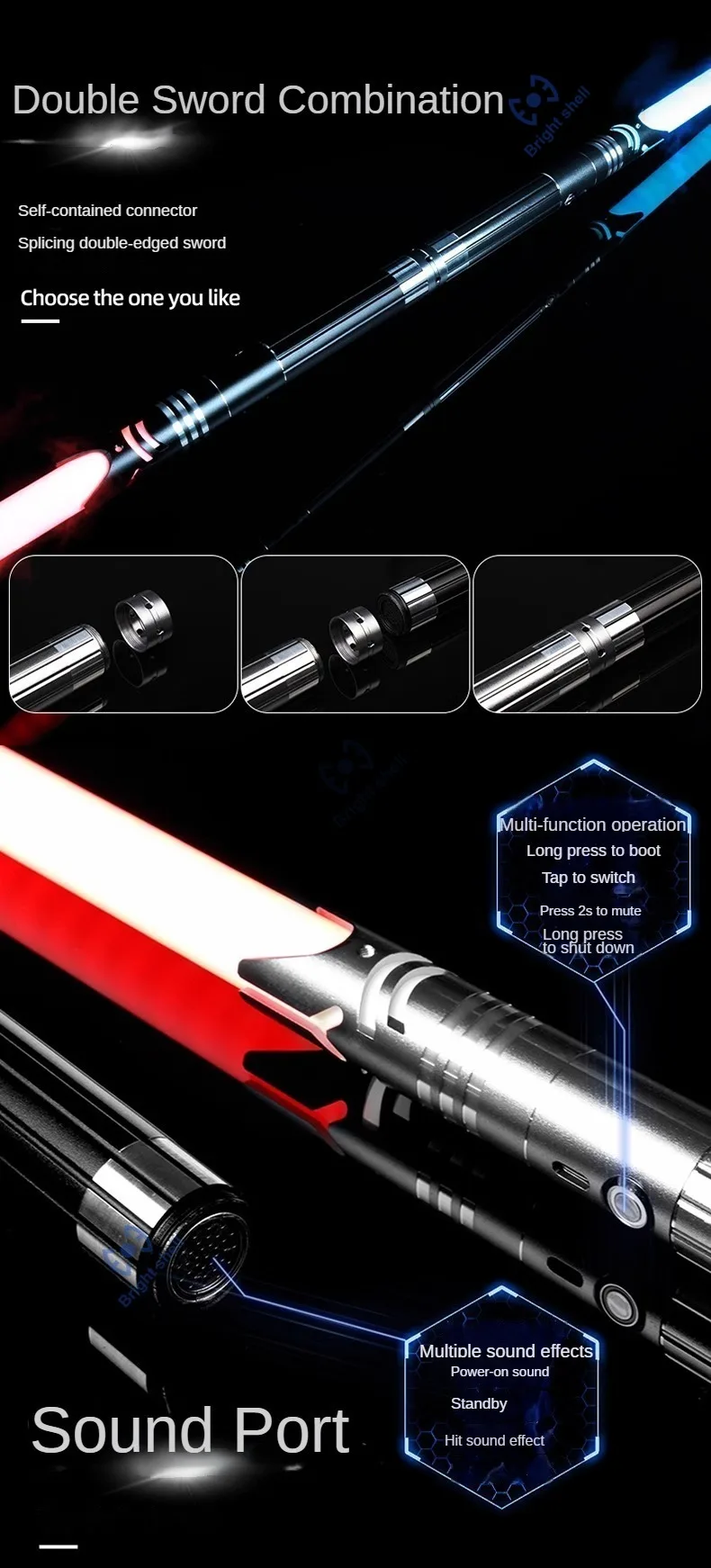 Metall-Lichtschwert Spielzeug RGB Lichtschwert 15 Farbwechsel Kinder Soundfonts Force FX FOC Blaster Spielzeug Jedi-Schwert Geschenk – Detail 4
