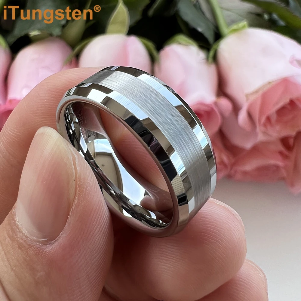 iTungsten 6mm 8mm Engagement Wedding Band Tungsten Carbide Finger Ring for Men Women Couple Fashion Trendy Jewelry Comfort Fit