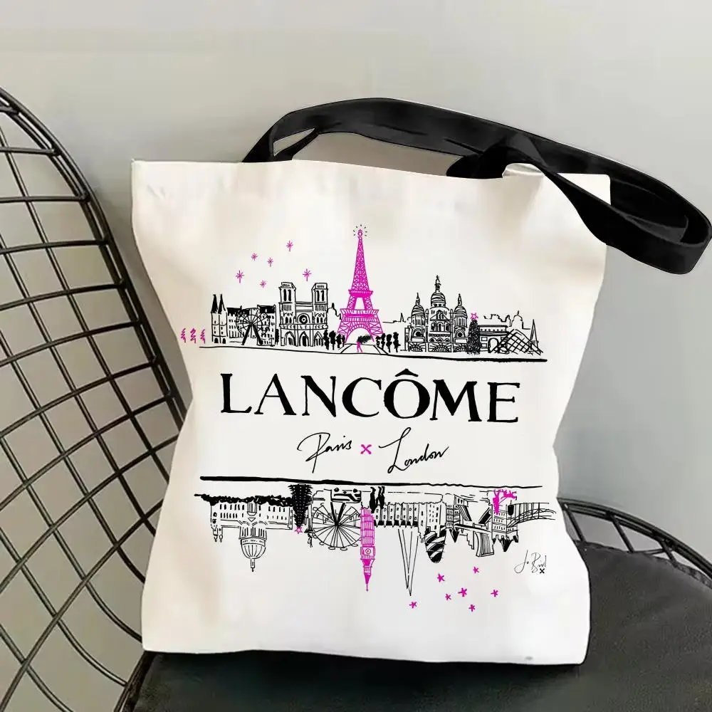 Luxuriöse Muster-L-L-LancomeS-Mode-Aufbewahrungstaschen, doppelseitig bedruckte modische Schultertasche aus Segeltuch, Einkaufstasche, Geschenk, umweltfreundliche Handtaschen – Detail 13