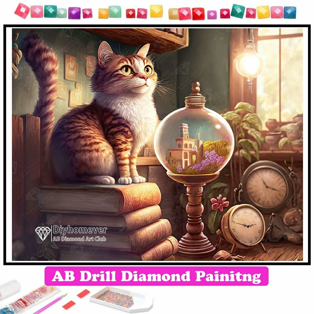 Diamond Art Club Cat Bookshelf Diamond Painting Kit