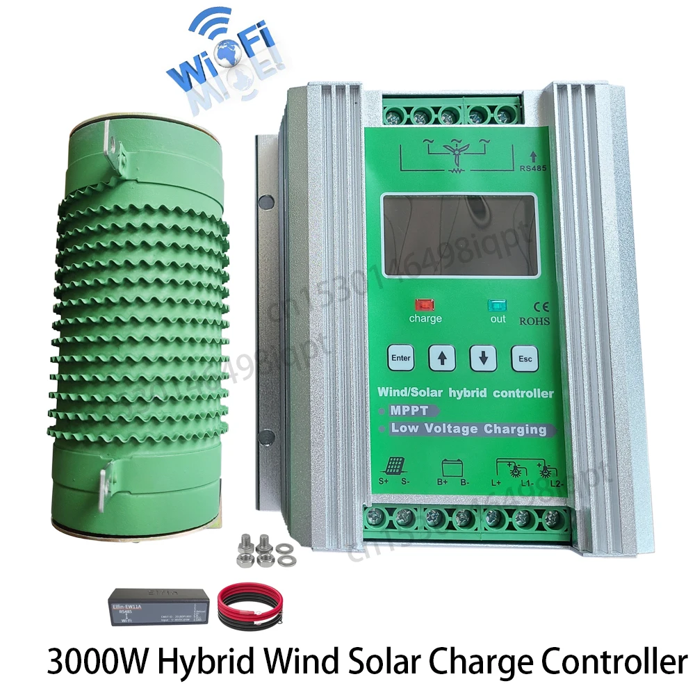 12V 24V 48V 3000W MPPT 하이브리드 바람 태양 충전 부스터 컨트롤러 40A 50A 60A 무료 덤프 부하 1500W WInt 터빈 1500W PV
