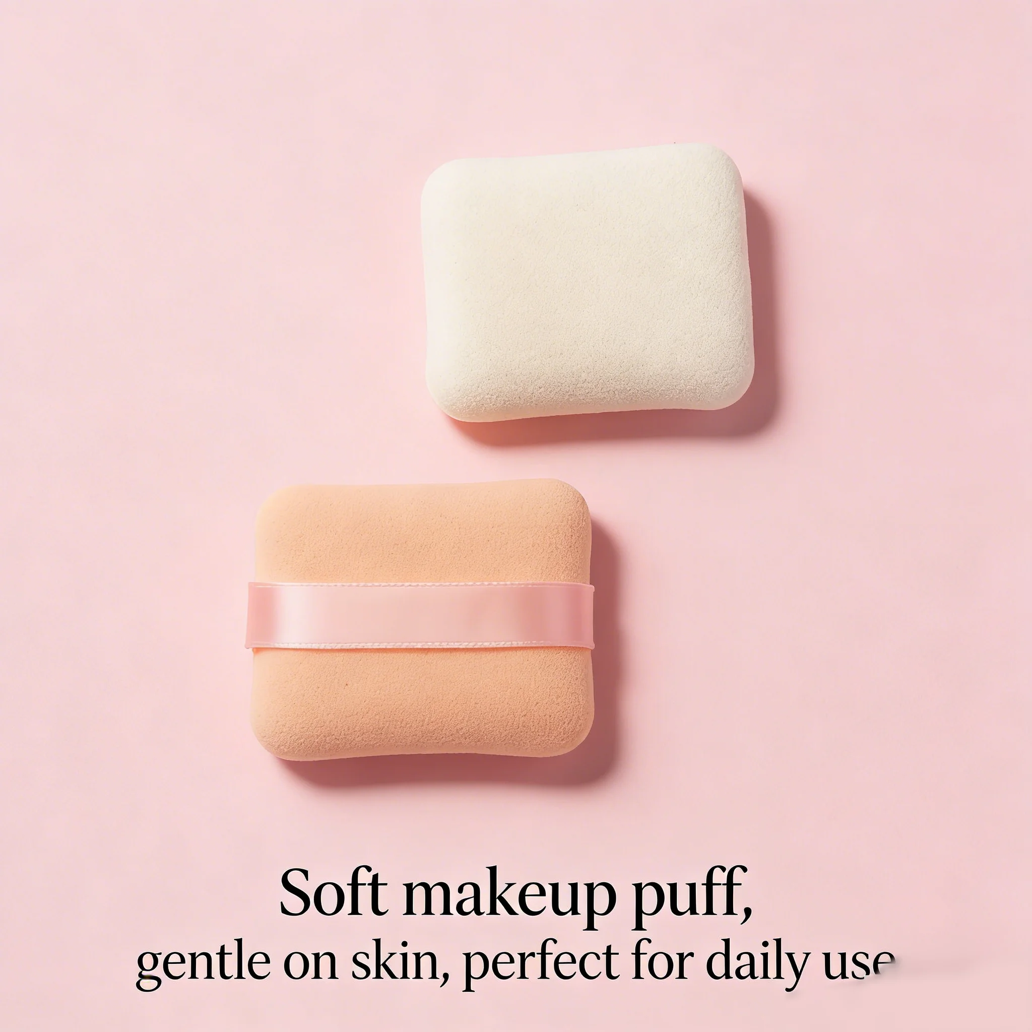 리본 모양의 파우더 퍼프 2개, 건식 및 습식 모두 사용 가능하며 다양한 종류의 파운데이션과 호환됩니다.