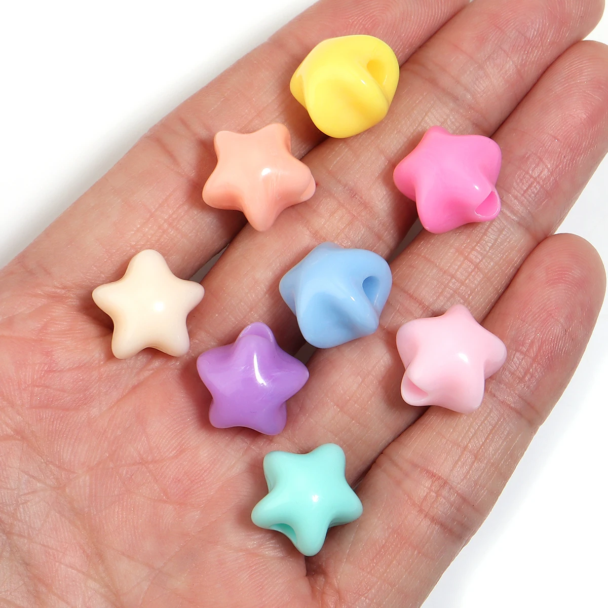 50pcs 아크릴 혼합 색상 대형 구멍 비즈 별 모양의 스페이서 비즈 장식 만들기 DIY 수제 액세서리