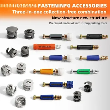 M6 เฟอร์นิเจอร์ Bolt และ NUT ชุดเสื้อผ้า Cabine โต๊ะ Link Fixer Connector สกรูสาม-In-One ไม้ NUT ความยาว 40 มม. 2