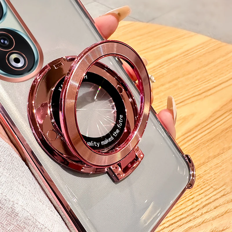 Premium Clear Shockproof Magnetic Stand Holder Case with Plating for Huawei Honor - Transparent Protection