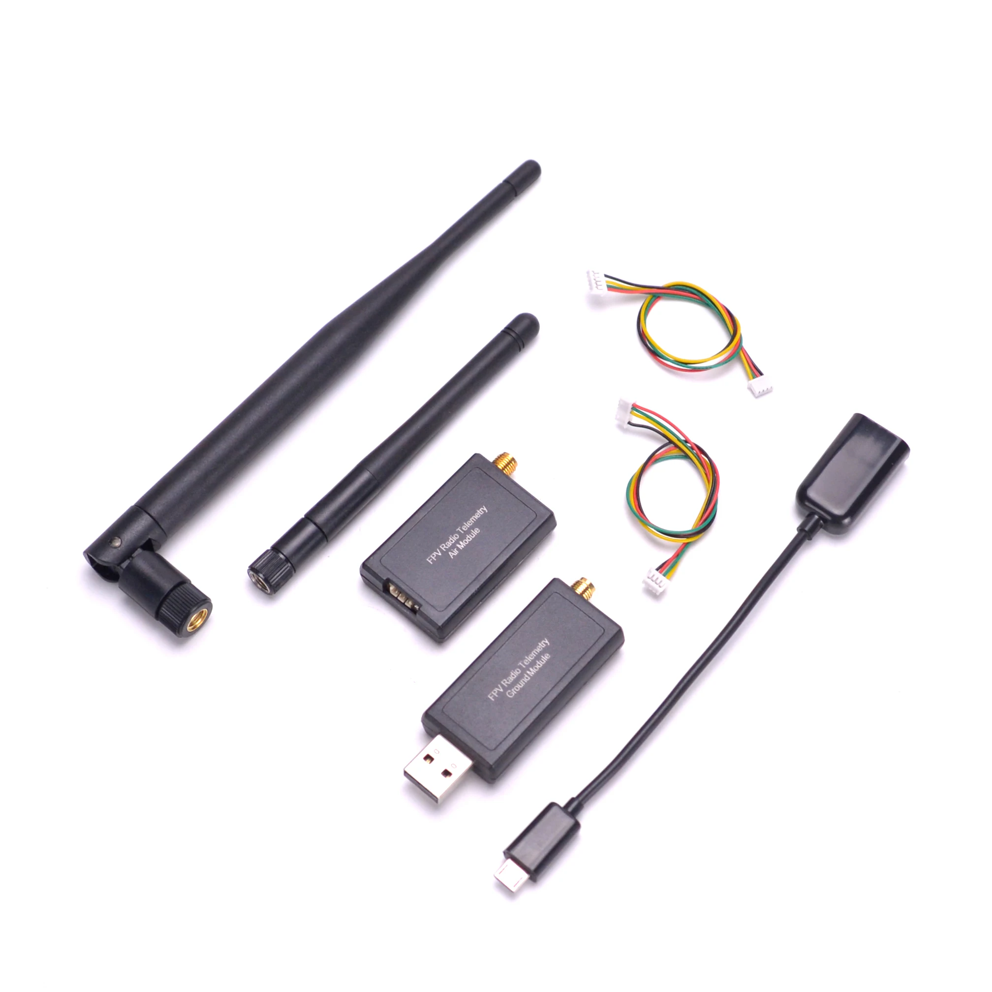 Détail du module télémétrie radio 3DR 433MHz/915MHz pour drone Pixhawk APM, boîtier noir avec logo.