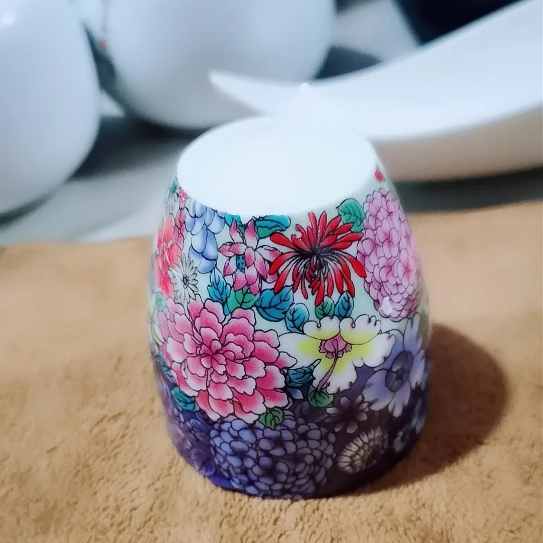 999 Pure Silver Handmade Gilt Porcelain Teacups Color Enamel Master Drinkware Ceramic Retro Teaware 90ml