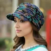 Floral Print Peaked Cap Woman Comfortable and Soft Ear Protection  Winter Hat Warm and Foldable Ethnic Style Short Brimmed Hat 5