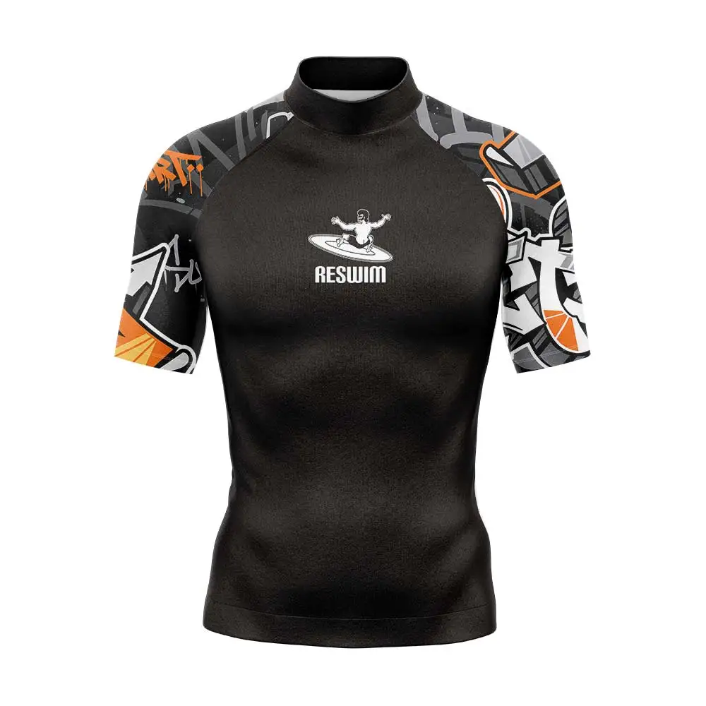 Summer Mens Rash Guard Swimwear Swimming T-shirt Beach UV Protection Short Sleeve Surfing Diving Swimsuit Surf Clothes Rashguard