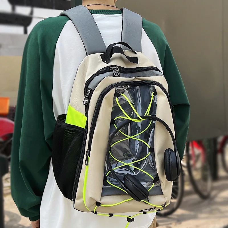 Male Women Transparent College Backpack New Boy Girl Laptop School Bag Trendy Ladies Backpack Fashion Female Men Travel Book Bag