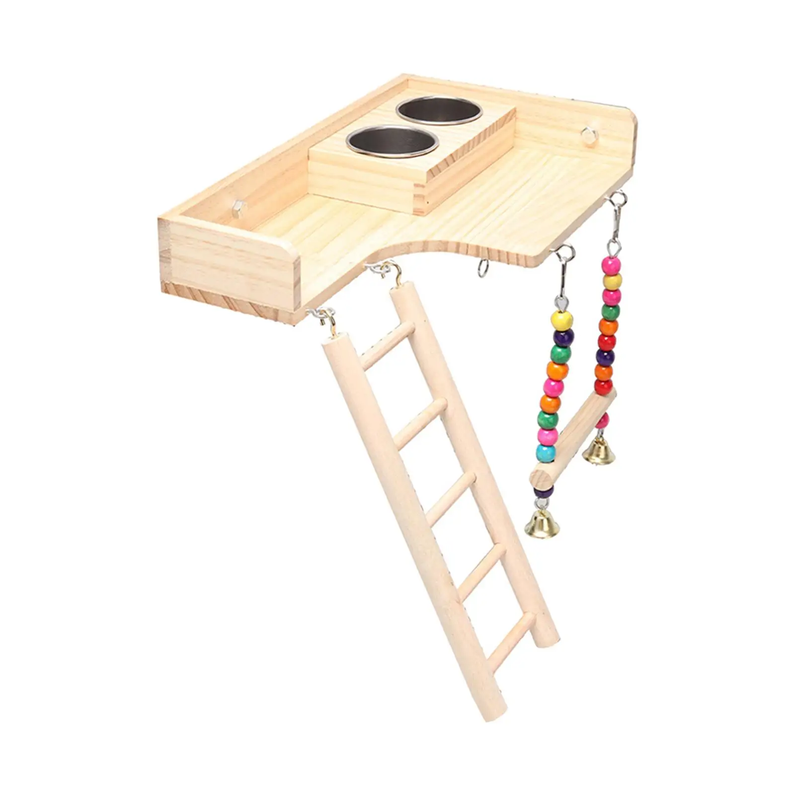 Interactive Wooden Bird Playground for Pet Parrots - Durable Climbing Bridge and Feeder