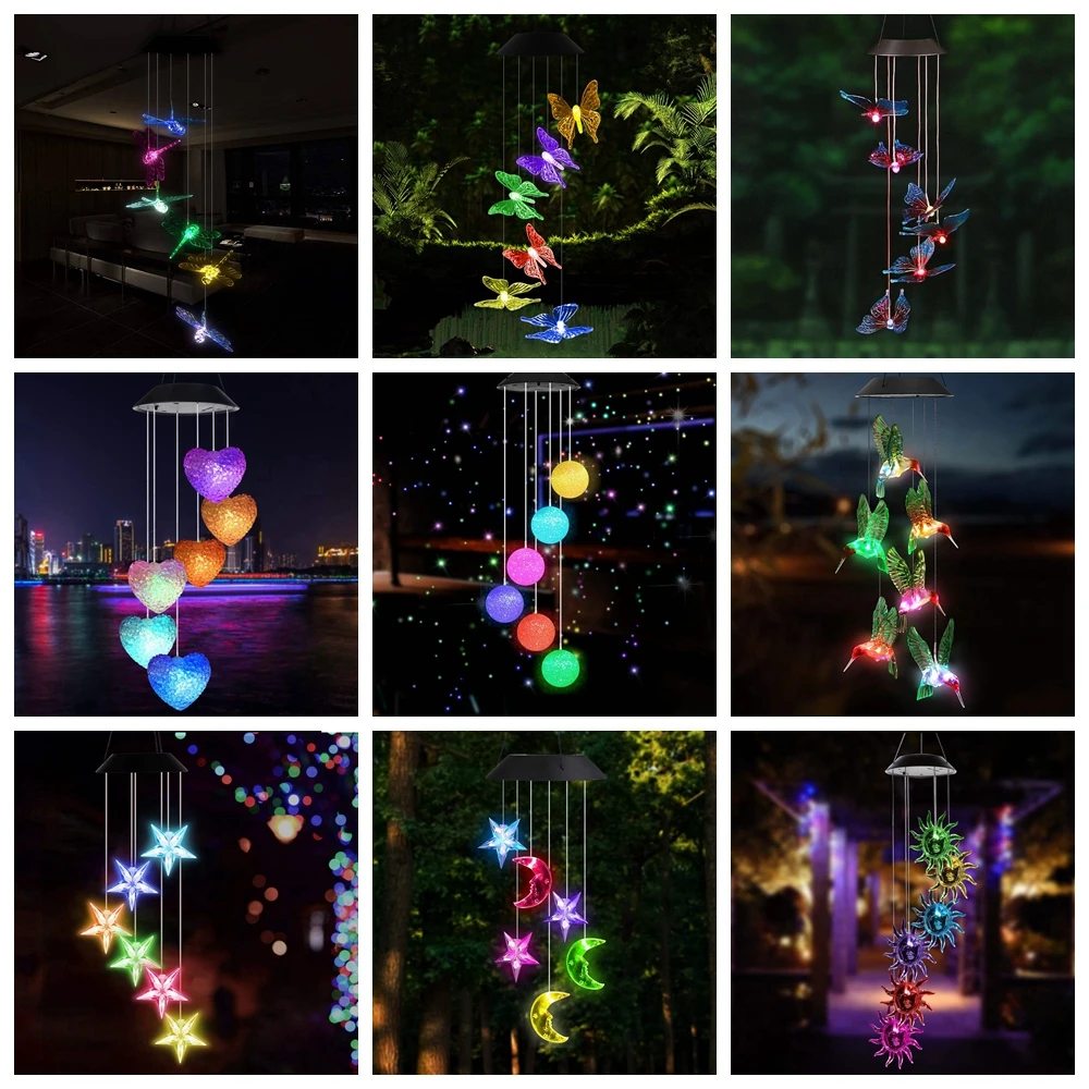 LED Solar Wind Chime Crystal Ball Hummingbird Wind Chime Light Color Changing Waterproof Hanging Solar Light For Home Garden cacazi smart wireless doorbell no battery required waterproof door bell sets home outdoor kinetic ring chime doorbell gold