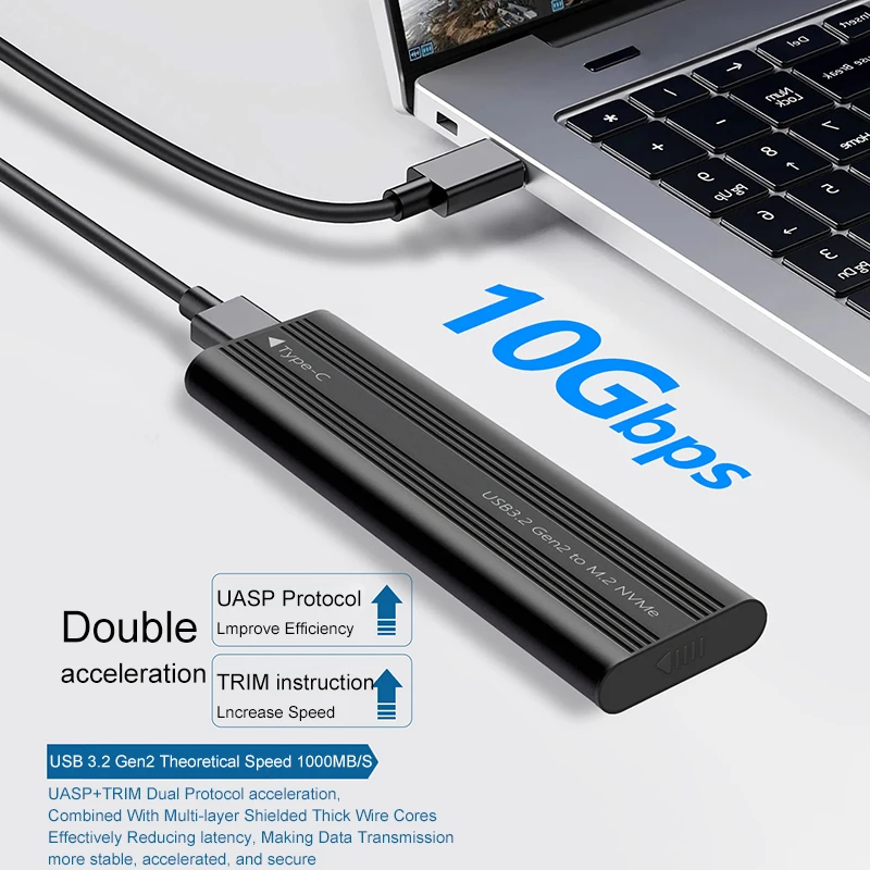 UTHAI M. 2 Solid State Mobile Hard Disk Box USB 3.2 Metal Heat Dissipation External Type-C Interface SATA/NVMe Dual Protocol
