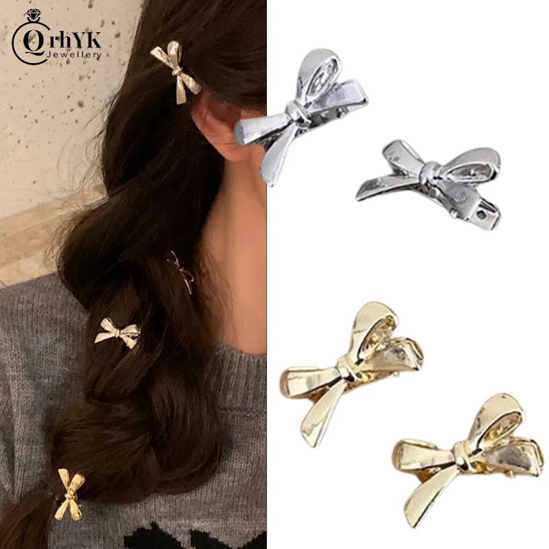 

Metal Bow Hairpin Sweet Cool Girl Small Bangs Hairpin Side Clip Broken Hairpin Duckbill Hairpin Hair Accessories