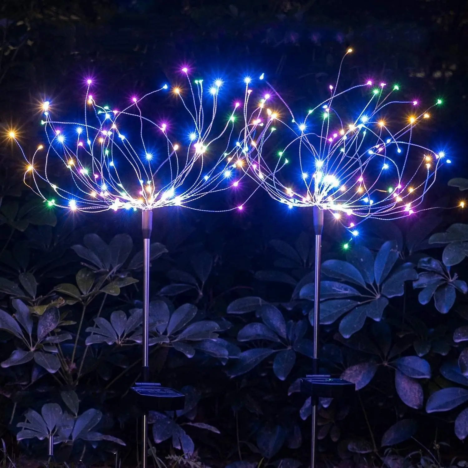 8 Lighting Modes Solar Garden Lights,Firework Lights 2 Pack Waterproof Decorativ
