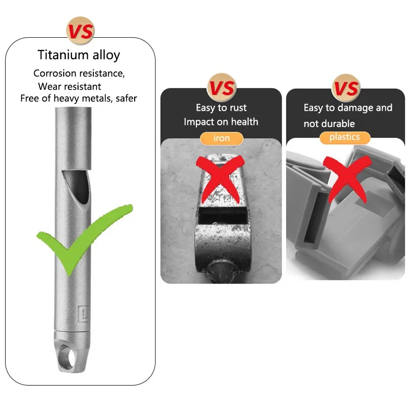 Titanium Alloy Dog Training Whistle Camping Hunting Survival Tool CNC EDC Coaches 120DB Single Tube Emergency Whistle Keychain