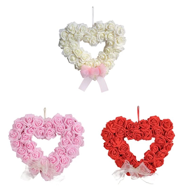 

Искусственная Цветочная Гирлянда в виде розы на День святого Валентина, дверной венок для украшения на День святого Валентина, 13,77 дюйма, прочный