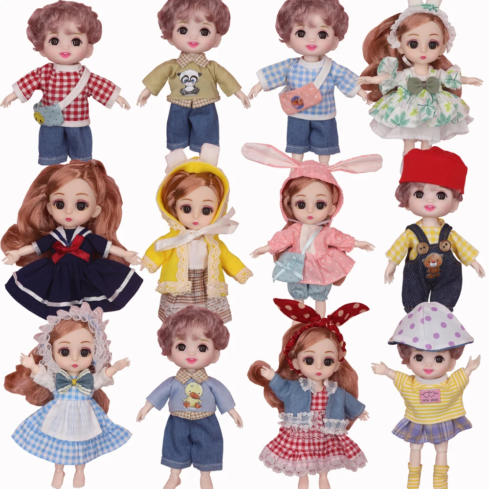 

Fashion Plush Clothes for dolls 16cm bjd 1/8 Mini Doll House Accessories Scarf DIY Dressing Dress Up Student Uniform T-shirt