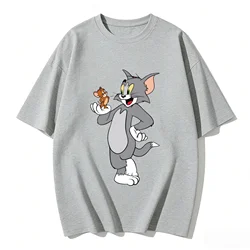 Tom & Jerry Print Casual Loose Fit Family Matching T - Shirt - Summer Streetwear Cotton Tee - S (CMTFYH21800)