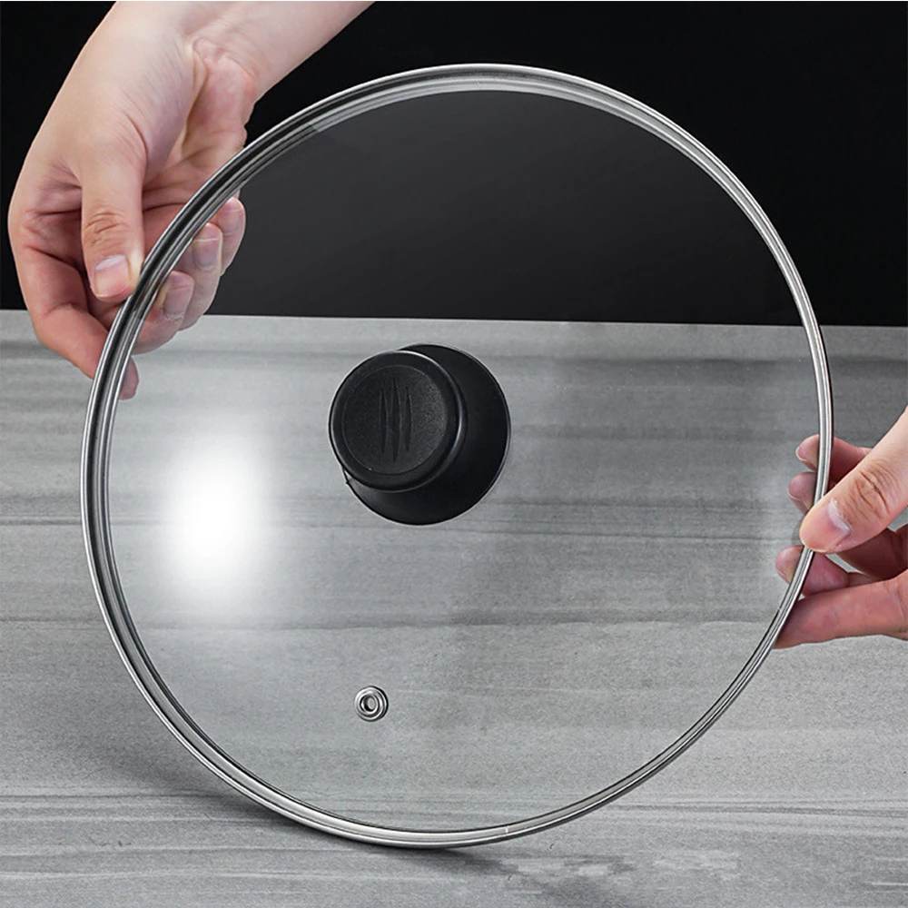Tempered Glass Pot Cover Anti-Scalding Circular Frying Visible Cooking Utensil