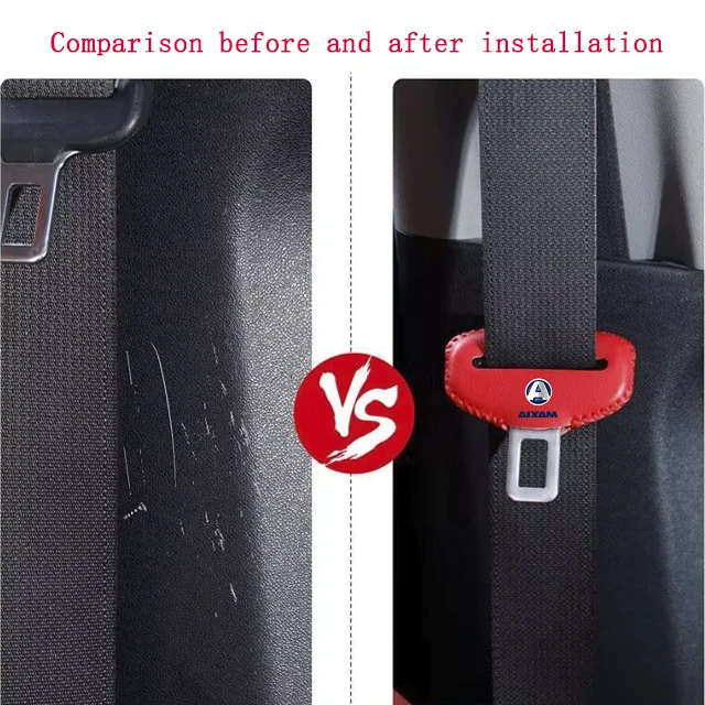 2pcs Car Seat Belt Buckle Cover Leather Protector Anti-collision Case For aixam city s 4 6 7crossline 4 6 minauto