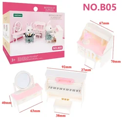 Miniature Forest Animal Dollhouse Furniture Set - Bedroom & Bathroom Accessories for Dollhouses (B05)