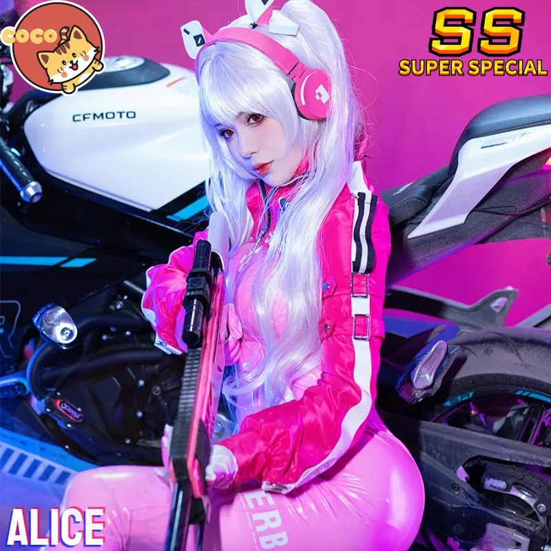 

CoCos-SS Game Nikke Alice Cosplay Costume Game Nikke The Goddess of Victory Cosplay Alice Pink Tight-fitting Costume and Wig