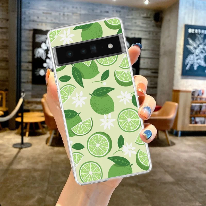 Transparent Soft TPU Clear Cover with Fruit Lemon Design