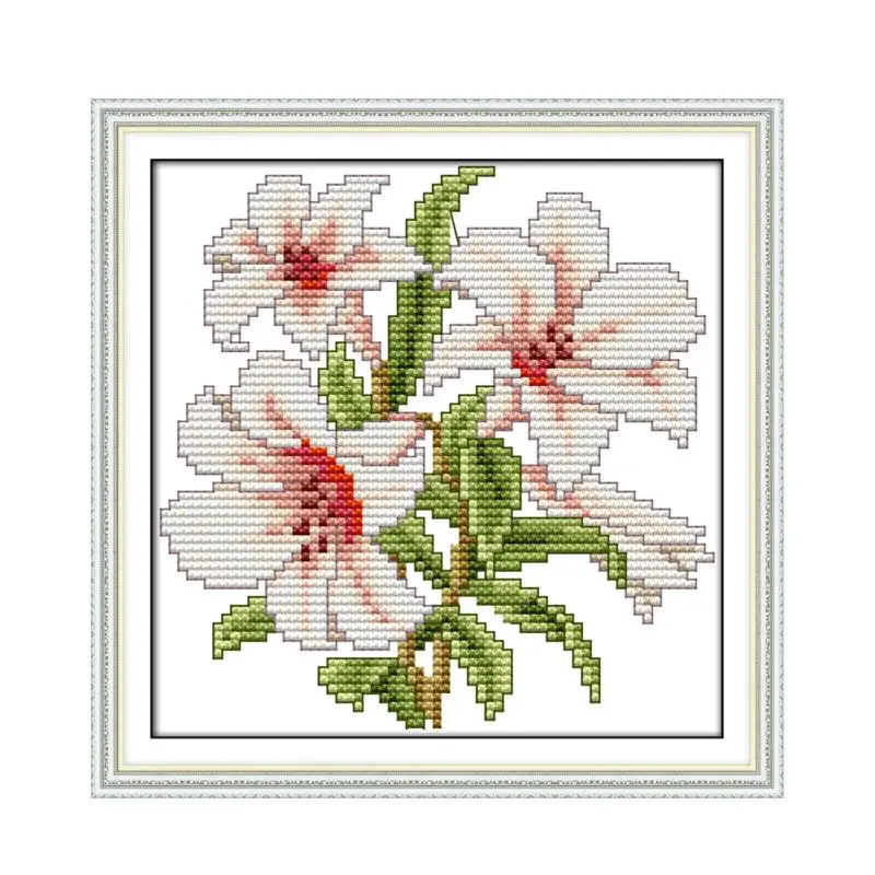 JoySunday Cross Stitch Kit with Small Flower Pattern Aida Cloth 16CT 14CT Print Handicraft Embroidery Set for Starters Home Dec cross stitch kit