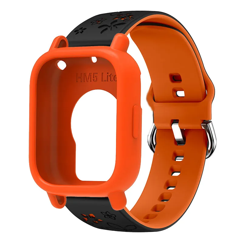 Engraved Silicone Sports Band with Protective Case - Premium Watch Strap Accessory