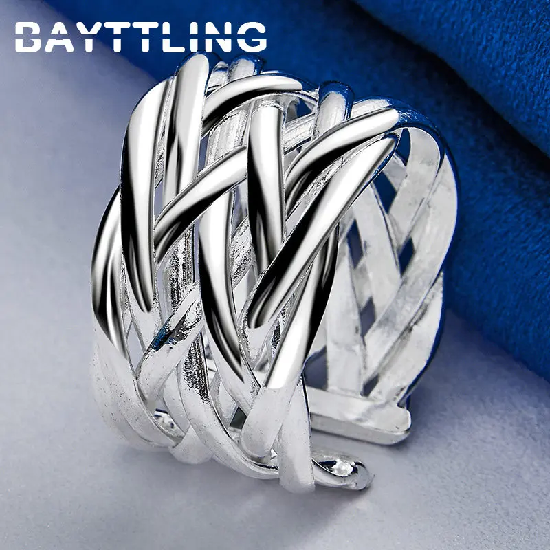 

S925 Sterling Silver Beautiful Braided Charm Zircon Ring For Woman Girlfriend Christmas Gift Fashion Jewelry Accessories