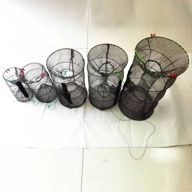 1Pcs Collapsible Steel Wire Nylon Net Fish Cage Mesh Fine Trap For Crab Shrimp And Crayfish Fishing Tackle Outdoor Enthusiasts 3