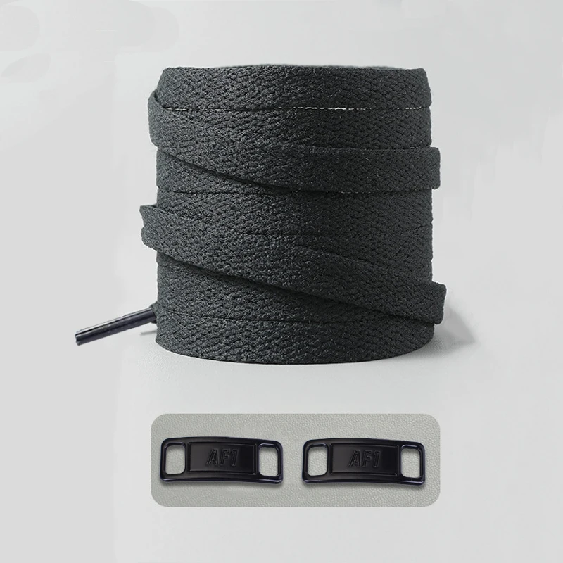 Timeless Black & White Flat Shoelaces with Metal Buckle Shoe Accessories