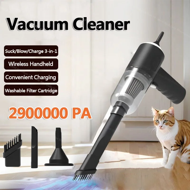 Vacuum Cleaner 2900000 PA Car Wireless Violent Blower 3 in1 Clean Machine Blowing Suction Portable Vacuum Cleaner USB Charging