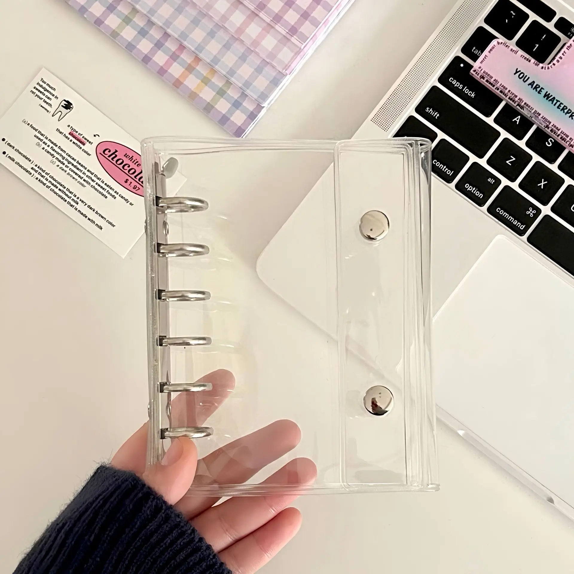 拡大 A7 ダブルボタン透明 PVC ソフトカバーバインダーカバー