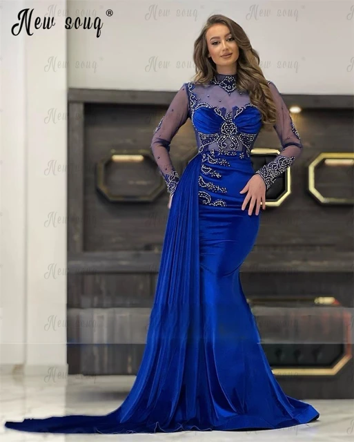 Robe De Soirée Bleu Royal À Manches Sulf, Tenue De Mariage Élégante, Ligne  A, Bal, Formelle, Personnalisée, 2023 - Vestidos Para Noite - AliExpress