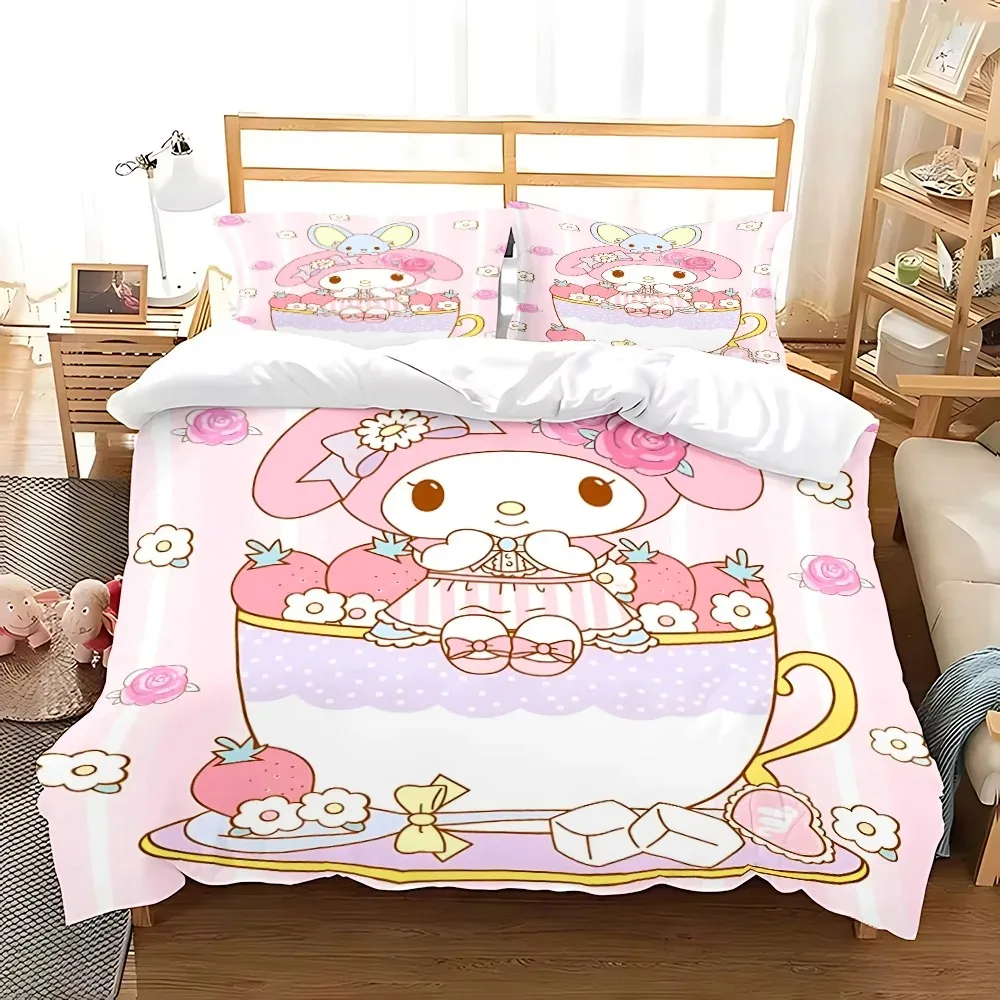 Cartoon My Melody Duvet Cover Pillowcase Bedding Set Adult Boy Girl Bedroom Decoration Children Gift Single Double Large Size 3